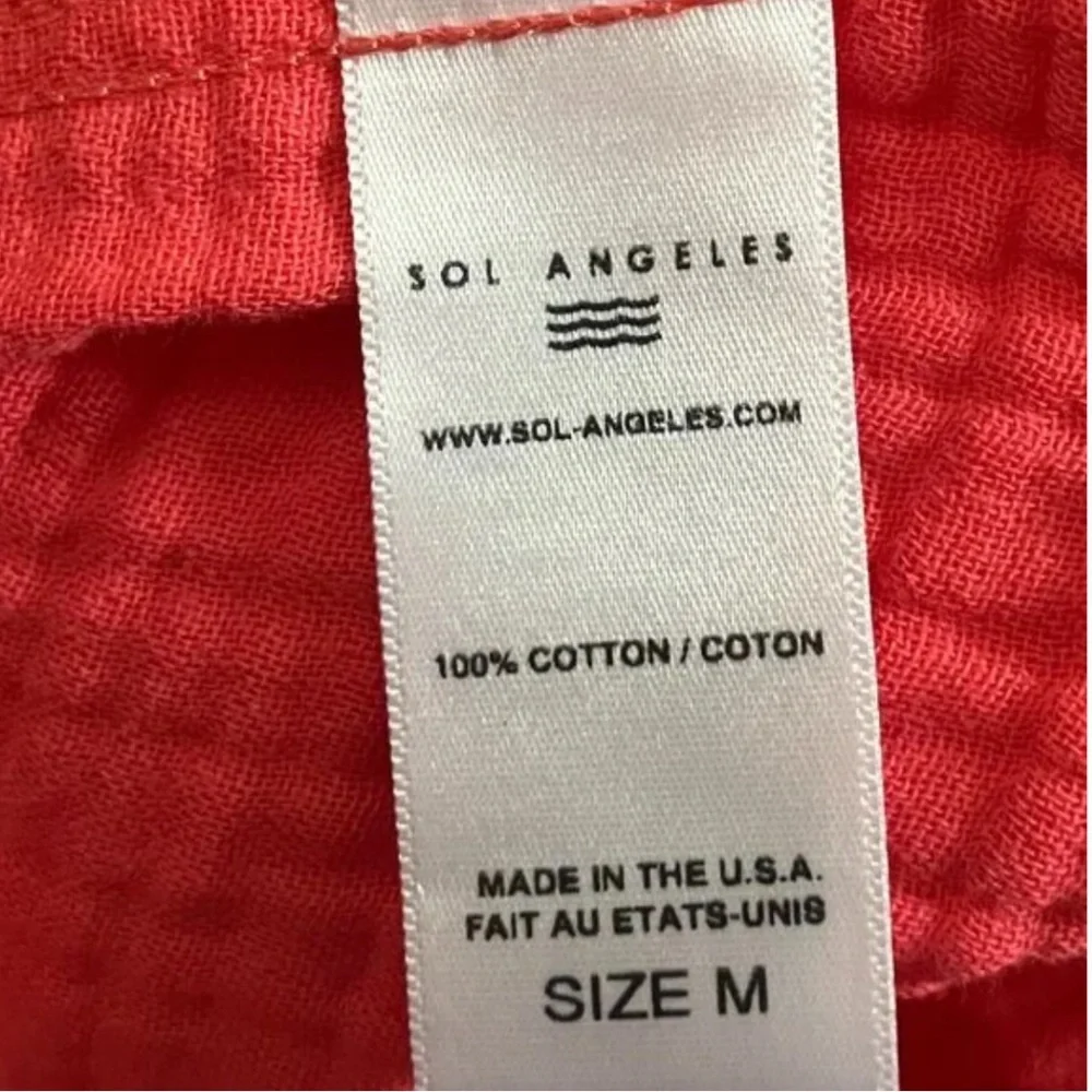 NWT Sol Angeles 100% cotton Ruffle V Neck Mini Dress - Pink M - Picture 3 of 3